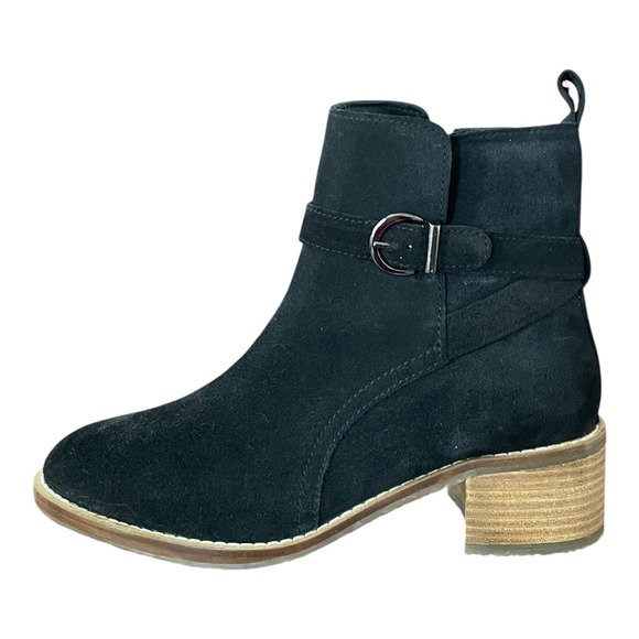 Vintage Foundry Co Shoes - Vintage Foundry Co. Artemisia Ankle Boots Womens Black Suede Buckle Block Heel